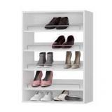 HOMEIBRO 25.5 in. W White Modular Adjustable, Stacking, Shoe Shelf, Closet Organizer Unit, Wood Closet System with 4 Shelves  Customer Returns See Pictures