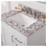 Home Decorators Collection 31 in. W x 22 in. D Cultured Marble White Rectangular Single Sink Vanity Top in Bianco Antico     Customer Returns See Pictures