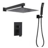 Satico 1-Spray Square 10 in. Shower System Shower Head with Handheld in Matte Black Customer Returns See Pictures