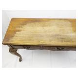 Vintage Three Drawer Wooden Entryway/Console Table with Wheels