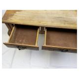 Vintage Three Drawer Wooden Entryway/Console Table with Wheels