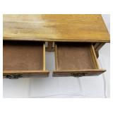 Vintage Three Drawer Wooden Entryway/Console Table with Wheels