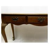 Vintage Three Drawer Wooden Entryway/Console Table with Wheels