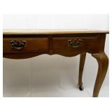 Vintage Three Drawer Wooden Entryway/Console Table with Wheels