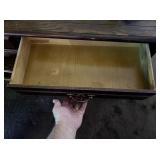 Vintage Two Drawer Wooden Console Table with Nesting seats/stools.