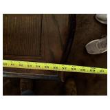 Vintage Two Drawer Wooden Console Table with Nesting seats/stools.