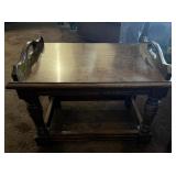 Vintage Two Drawer Wooden Console Table with Nesting seats/stools.