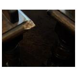 Vintage Two Drawer Wooden Console Table with Nesting seats/stools.