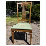 Wooden Chair with Floral Embroidered Seat