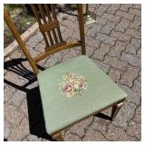 Wooden Chair with Floral Embroidered Seat