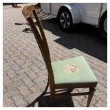 Wooden Chair with Floral Embroidered Seat