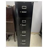 Black Metal 4 Drawer Filing Cabinet - Excellent Condition! Locks!