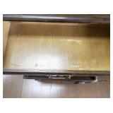 Vintage Two Drawer Wooden Console Table with Nesting seats/stools.