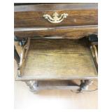 Vintage Two Drawer Wooden Console Table with Nesting seats/stools.