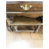 Vintage Two Drawer Wooden Console Table with Nesting seats/stools.