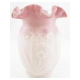 FENTON 8" Rosalene Satin Daffodil Vase