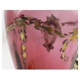 FENTON 9" Cranberry Hand painted Amphora Vase & Stand ***LIMITED EDITION #168/400***