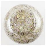 FENTON 7" VASA Murrhina White Cased -Silver/Pink/Grenn/ Double Ruffle Vase