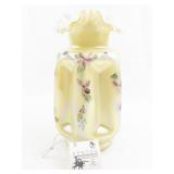 FENTON 8.5" Gold Overlay Iridized Satin Hand painted Floral Pinch Vase.