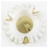 FENTON 8.5" Gold Overlay Iridized Satin Hand painted Floral Pinch Vase.