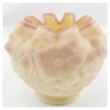 FENTON Pink Satin Rose Burmese Rose Bowl.