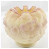 FENTON Pink Satin Rose Burmese Rose Bowl.