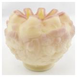 FENTON Pink Satin Rose Burmese Rose Bowl.