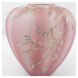 1992 FENTON Rosalene Satin Twining Floral Hand painted Vase.