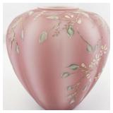 1992 FENTON Rosalene Satin Twining Floral Hand painted Vase.