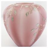 1992 FENTON Rosalene Satin Twining Floral Hand painted Vase.