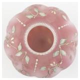 1992 FENTON Rosalene Satin Twining Floral Hand painted Vase.