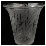 FENTON 6" San Toy Etched Leaf Design Vase.