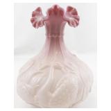 FENTON 8" Rosalene Waterlily Ruffle Swan Vase. -Measures 8x4