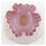 FENTON 8" Rosalene Waterlily Ruffle Swan Vase. -Measures 8x4