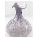 FENTON 8" 95th Anniversary Lavender Overlay Waterlily Swan Vase.