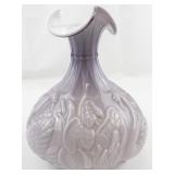 FENTON 8" 95th Anniversary Lavender Overlay Waterlily Swan Vase.