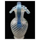 FENTON 9" Poppy Spiral Optic "90th Anniversary" Hand painted Pitcher. -Measures: 9.5x7.5