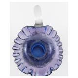 FENTON 9.5" Crimped Mulberry Spiral Optic Hand painted Floral & Butterfly Pitcher.