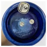 FENTON 9.5" Crimped Mulberry Spiral Optic Hand painted Floral & Butterfly Pitcher.