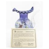 FENTON 9.5" Crimped Mulberry Spiral Optic Hand painted Floral & Butterfly Pitcher.