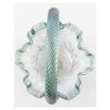 1995 FENTON 8.5" 90th Anniversary Azalea Spiral Optic Signed Hand pained Basket.