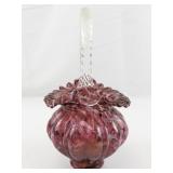 FENTON 9" VASA Murrhina Cranberry & Colbalt Blue Iridized Basket. ***LIMITED EDITION #228/1000*** (Handle Broken Reference Pictures)