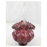 FENTON 9" VASA Murrhina Cranberry & Colbalt Blue Iridized Basket. ***LIMITED EDITION #228/1000*** (Handle Broken Reference Pictures)