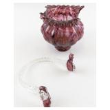 FENTON 9" VASA Murrhina Cranberry & Colbalt Blue Iridized Basket. ***LIMITED EDITION #228/1000*** (Handle Broken Reference Pictures)