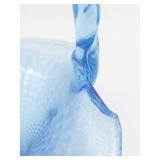 1995 FENTON 10" Celeste Blue Coralene Floral Hand painted Diamond Optic Basket. ***This Piece of the Family Signature Series is #707 of the Coralene on Celeste Blue***