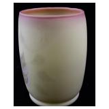 FENTON 4.5" Burmese Hand Painted Raspberry Vine Vase.