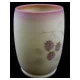 FENTON 4.5" Burmese Hand Painted Raspberry Vine Vase.