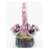 1997 7" FENTON Plum Opalescent "Button & Arches" Basket. ***Family Signing Event Exclusive Less Than 2,000 Produced 1997.***