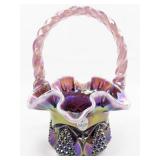 1997 7" FENTON Plum Opalescent "Button & Arches" Basket. ***Family Signing Event Exclusive Less Than 2,000 Produced 1997.***
