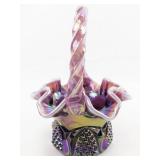 1997 7" FENTON Plum Opalescent "Button & Arches" Basket. ***Family Signing Event Exclusive Less Than 2,000 Produced 1997.***